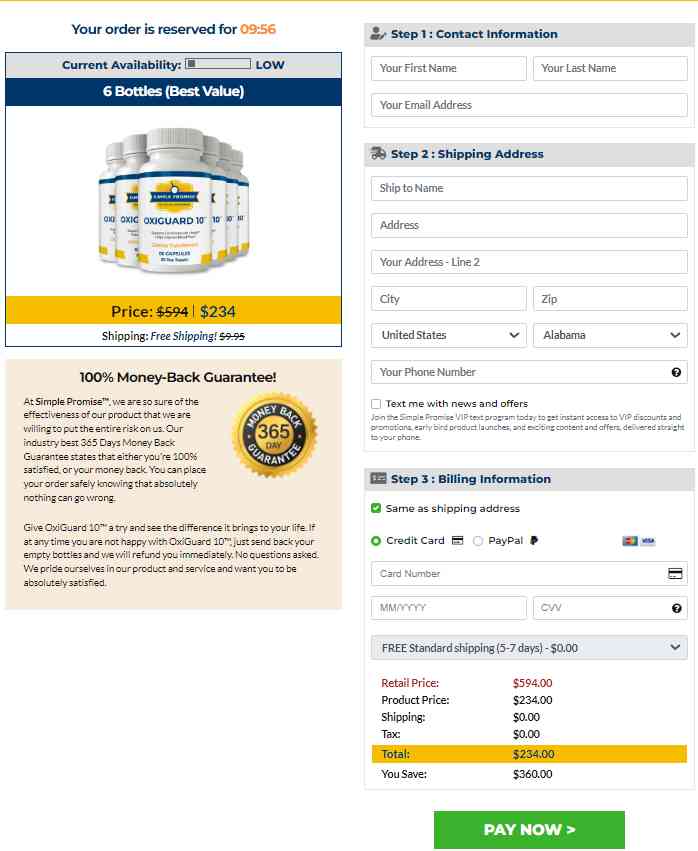 OxiGuard 10 Order Page